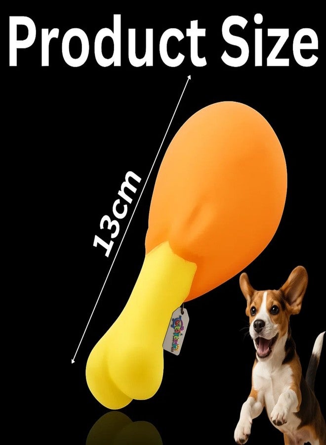 ويستيرن إرا لعبة فخذ دجاجة غربية تصدر صوتاً عند الضغط عليها | لعبة مضغ ناعمة من اللاتكس على شكل فخذ دجاجة للكلاب والجراء | لعبة مطاطية للعب الجلب، والتسنين، والمضغ، واللعب التفاعلي | لعبة حيوانات أليفة بتصميم كرتوني مع صفارة مدمجة - Image 3